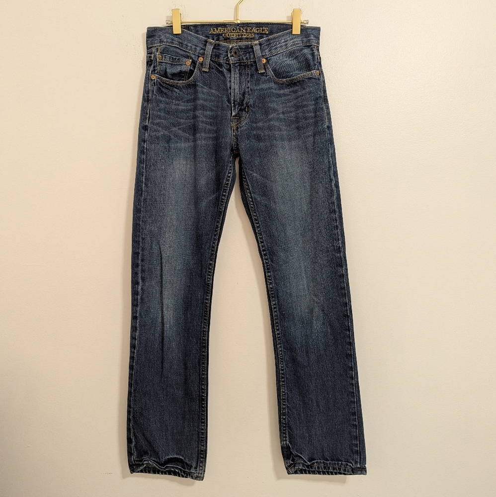 Vintage American Eagle Outfitters Size 28 Blue Slim Straight Jeans Classic Denim